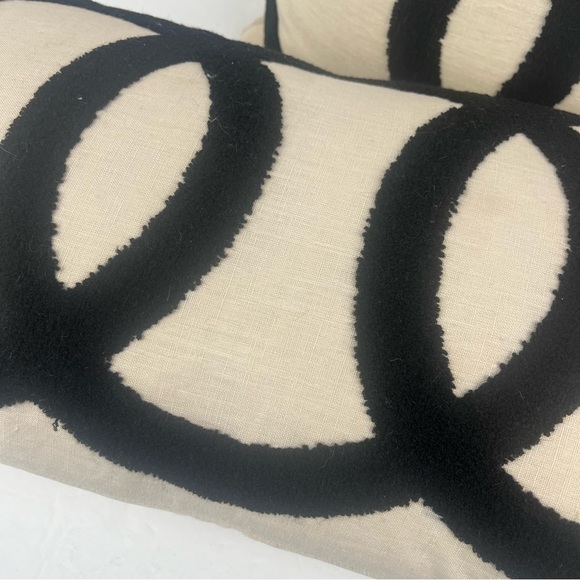 Aidan Gray luxury brand pair of cream with black graphic and feather inserts. - Picture 2 of 16